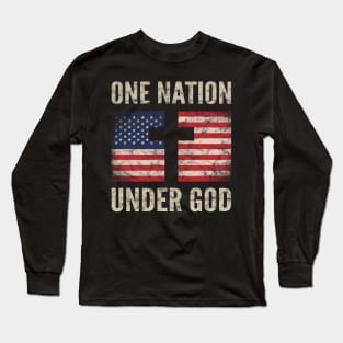 Christian Patriotic American Flag Gift One Nation Under God Long Sleeve T-Shirt